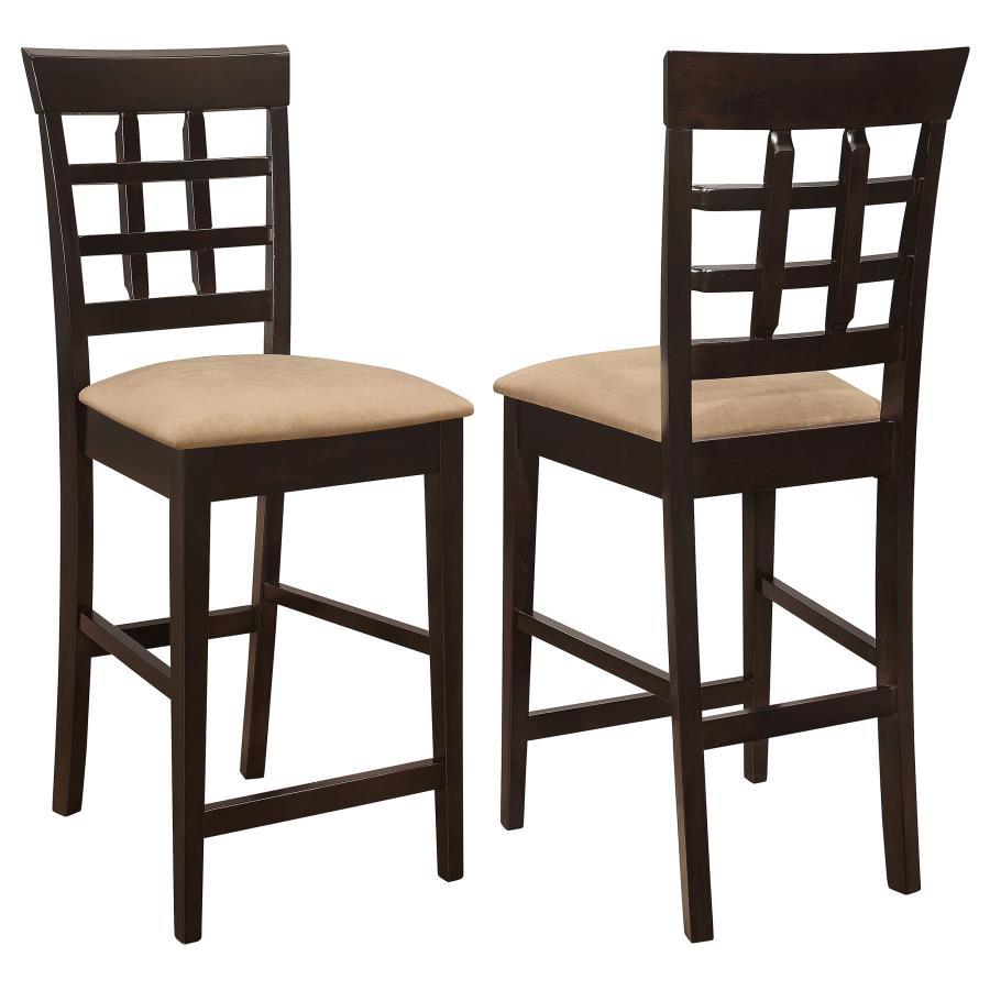 Gabriel Lattice-Back Upholstered Counter Chair Cappuccino (Set of 2)