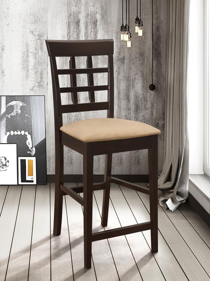 Gabriel Lattice-Back Upholstered Counter Chair Cappuccino (Set of 2)
