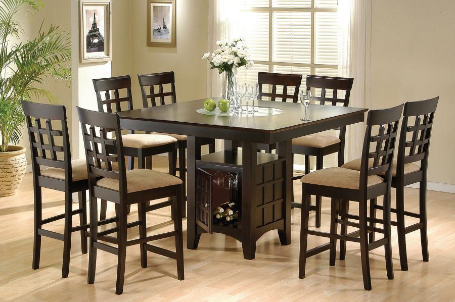 Gabriel 9-Piece Lattice-Back Counter Height Dining Set Cappuccino