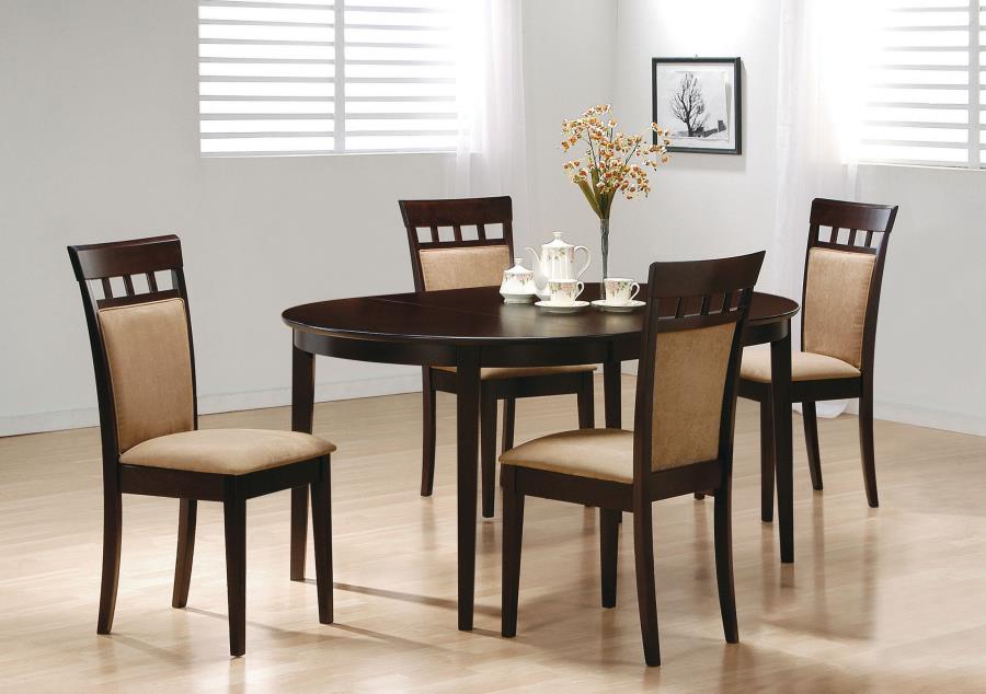 Gabriel 5-Piece Upholstered-Back Oval Extension Dining Set Cappuccino