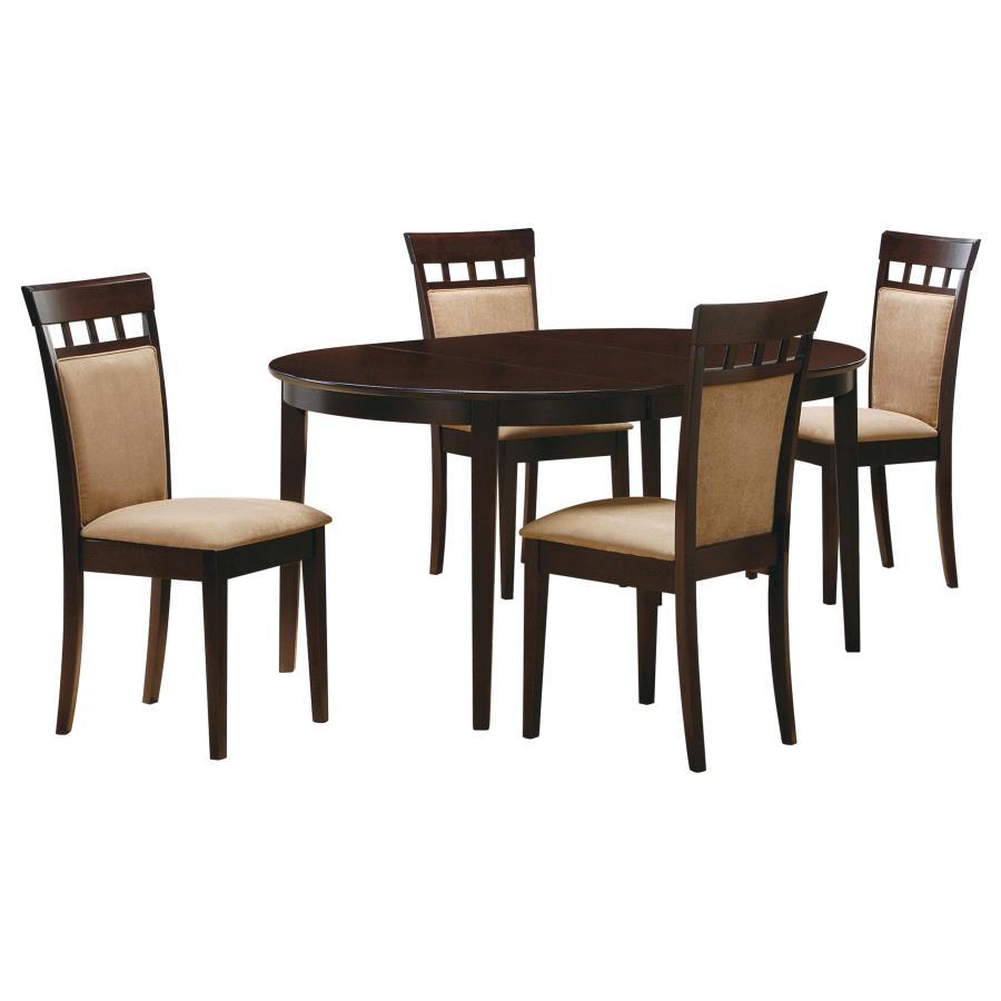 Gabriel 5-Piece Upholstered-Back Oval Extension Dining Set Cappuccino