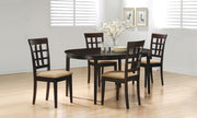 Gabriel 5-Piece Lattice-Back Oval Extension Dining Set Cappuccino