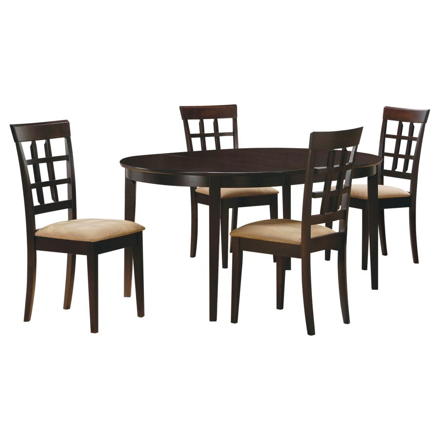Gabriel 5-Piece Lattice-Back Oval Extension Dining Set Cappuccino
