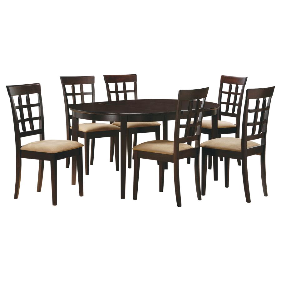 Gabriel 7-Piece Lattice-Back Oval Extension Dining Set Cappuccino