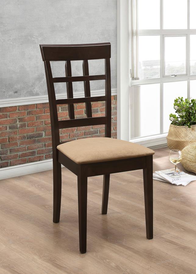 Gabriel Lattice-Back Upholstered Dining Side Chair Cappuccino (Set of 2)