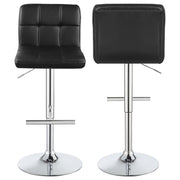 Lenny Tufted Adjustable Faux Leather Bar Stool Black (Set of 2)