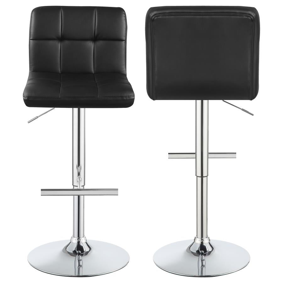 Lenny Tufted Adjustable Faux Leather Bar Stool Black (Set of 2)