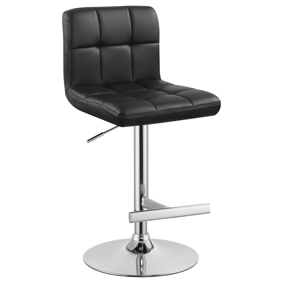 Lenny Tufted Adjustable Faux Leather Bar Stool Black (Set of 2)