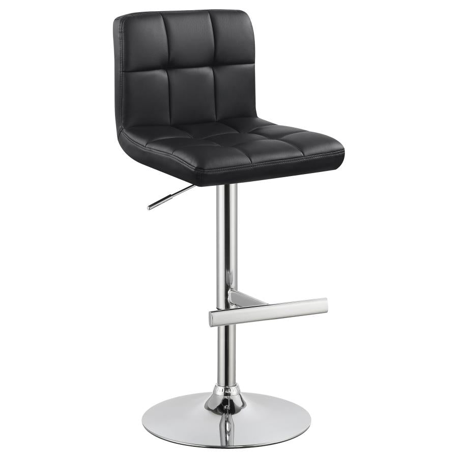 Lenny Tufted Adjustable Faux Leather Bar Stool Black (Set of 2)
