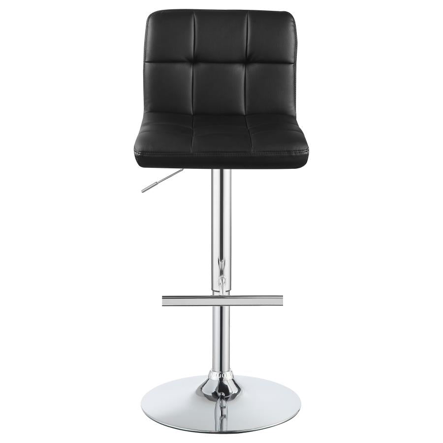 Lenny Tufted Adjustable Faux Leather Bar Stool Black (Set of 2)