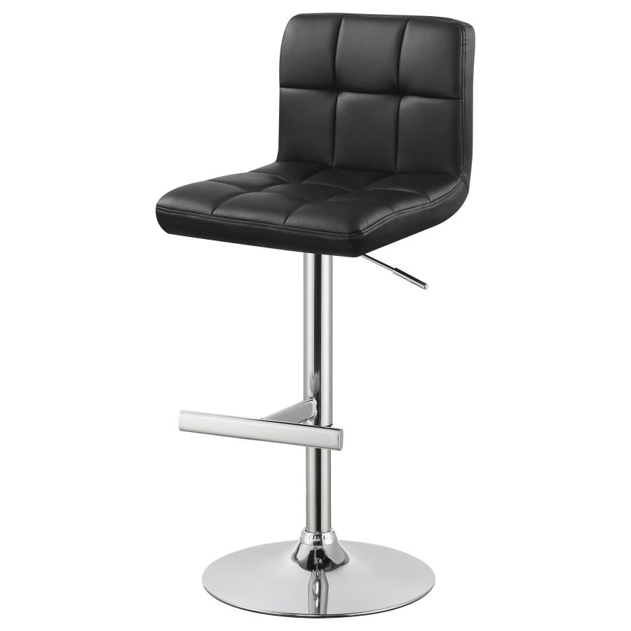 Lenny Tufted Adjustable Faux Leather Bar Stool Black (Set of 2)