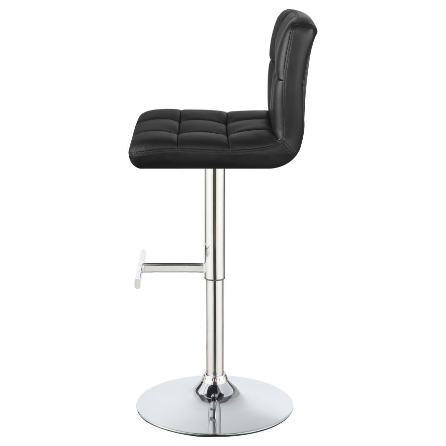 Lenny Tufted Adjustable Faux Leather Bar Stool Black (Set of 2)