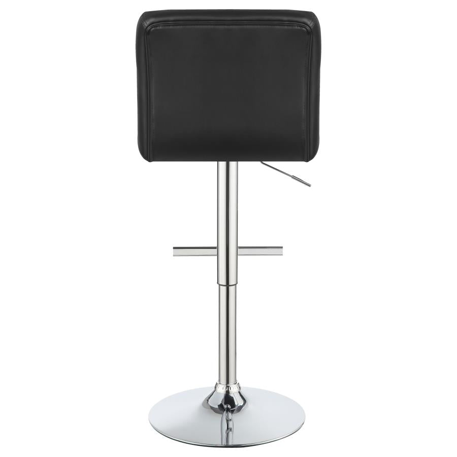 Lenny Tufted Adjustable Faux Leather Bar Stool Black (Set of 2)