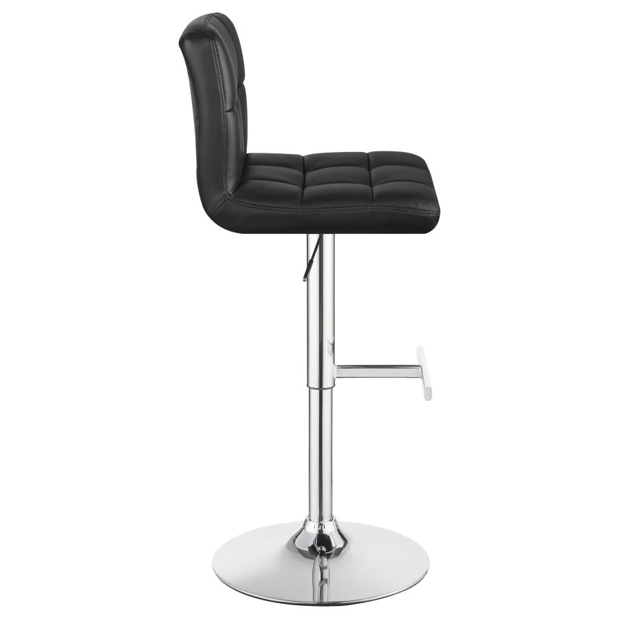 Lenny Tufted Adjustable Faux Leather Bar Stool Black (Set of 2)