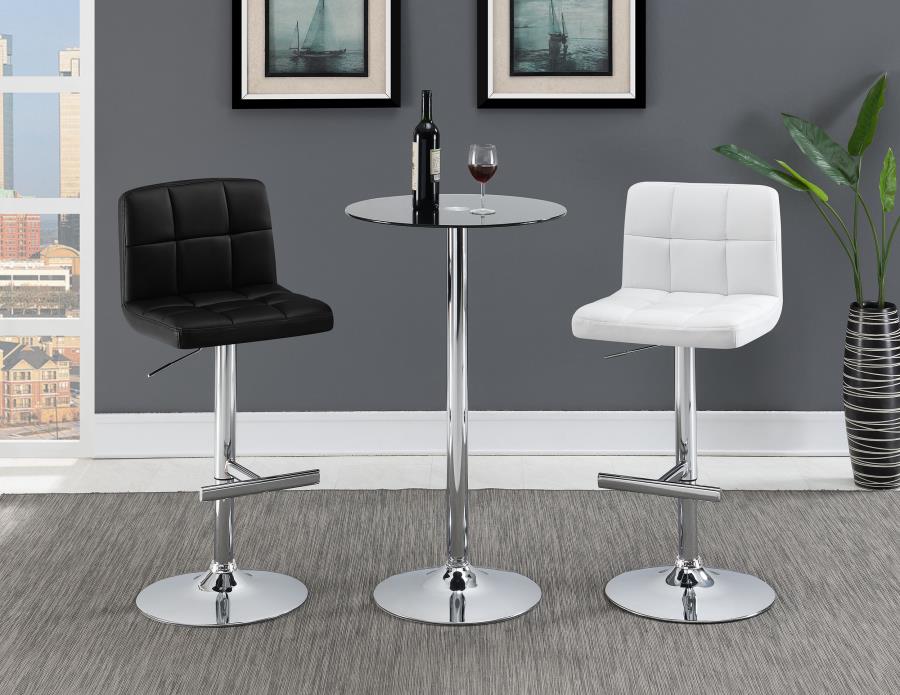 Lenny Tufted Adjustable Faux Leather Bar Stool Black (Set of 2)