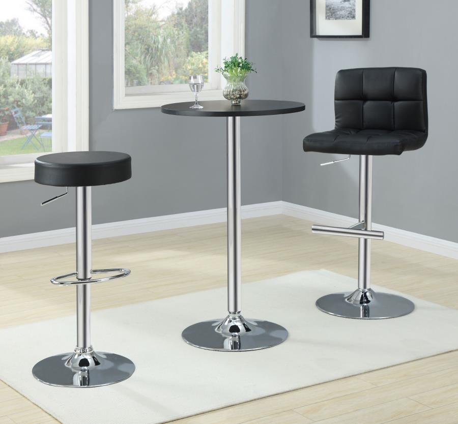 Lenny Tufted Adjustable Faux Leather Bar Stool Black (Set of 2)