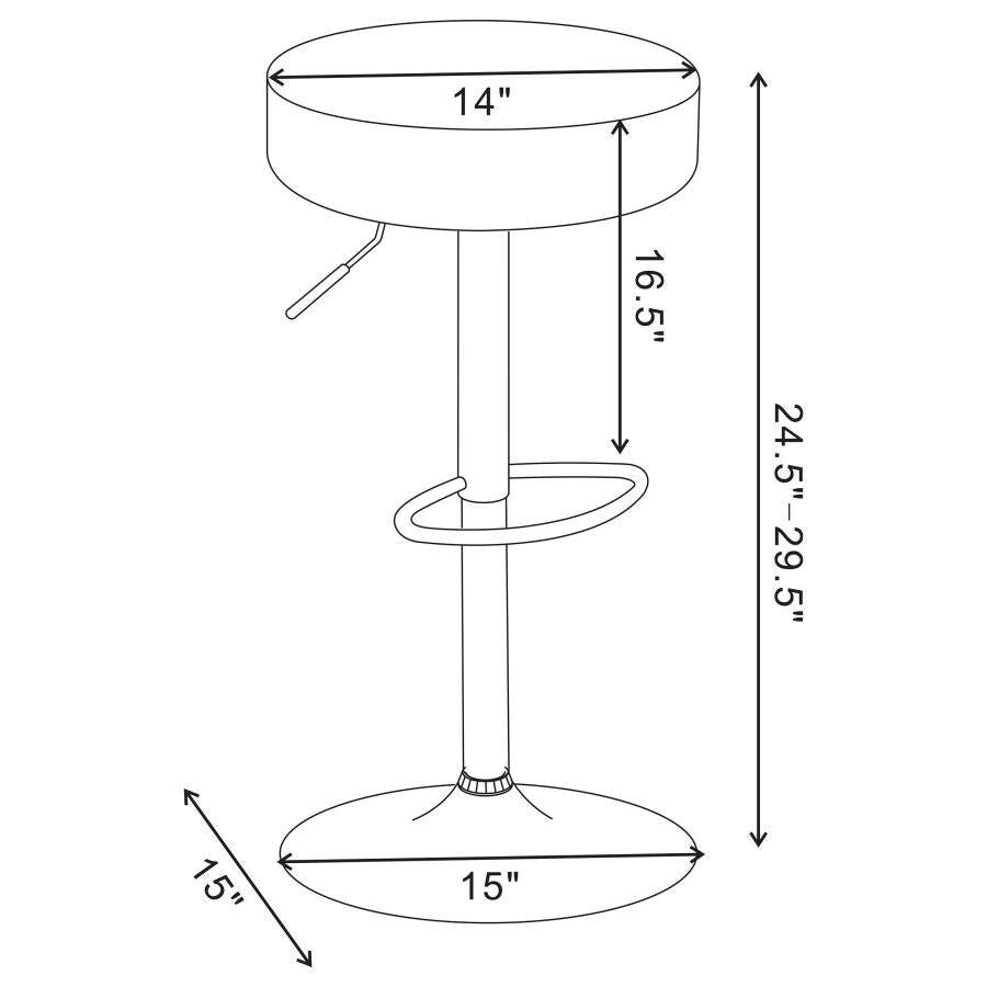 Ramses 29-inch Adjustable Bar Stool Chrome and Black