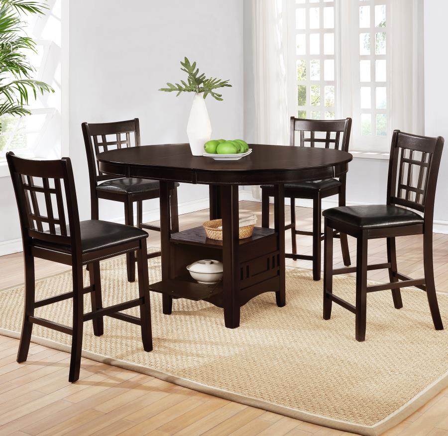 Lavon 5-piece Oval Counter Height Extension Dining Set Espresso