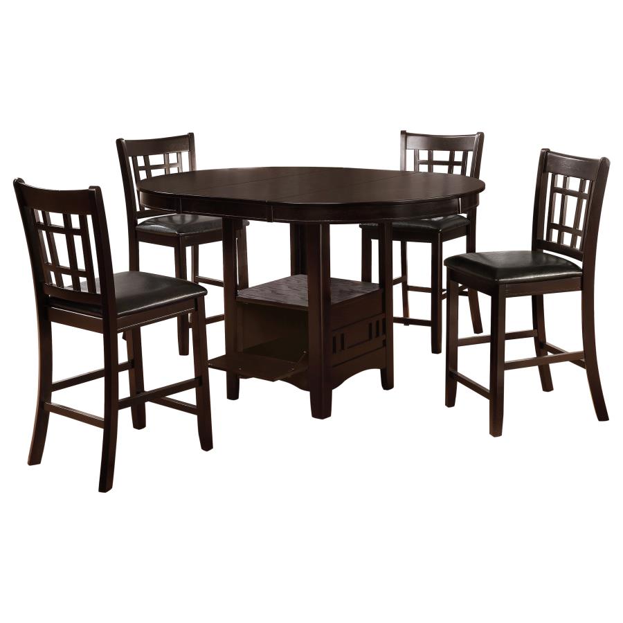 Lavon 5-piece Oval Counter Height Extension Dining Set Espresso