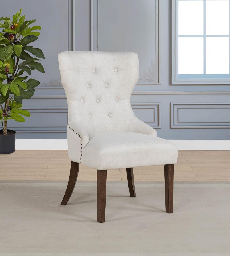 Baney Fabric Upholstered Dining Side Chair Beige and Dark Oak