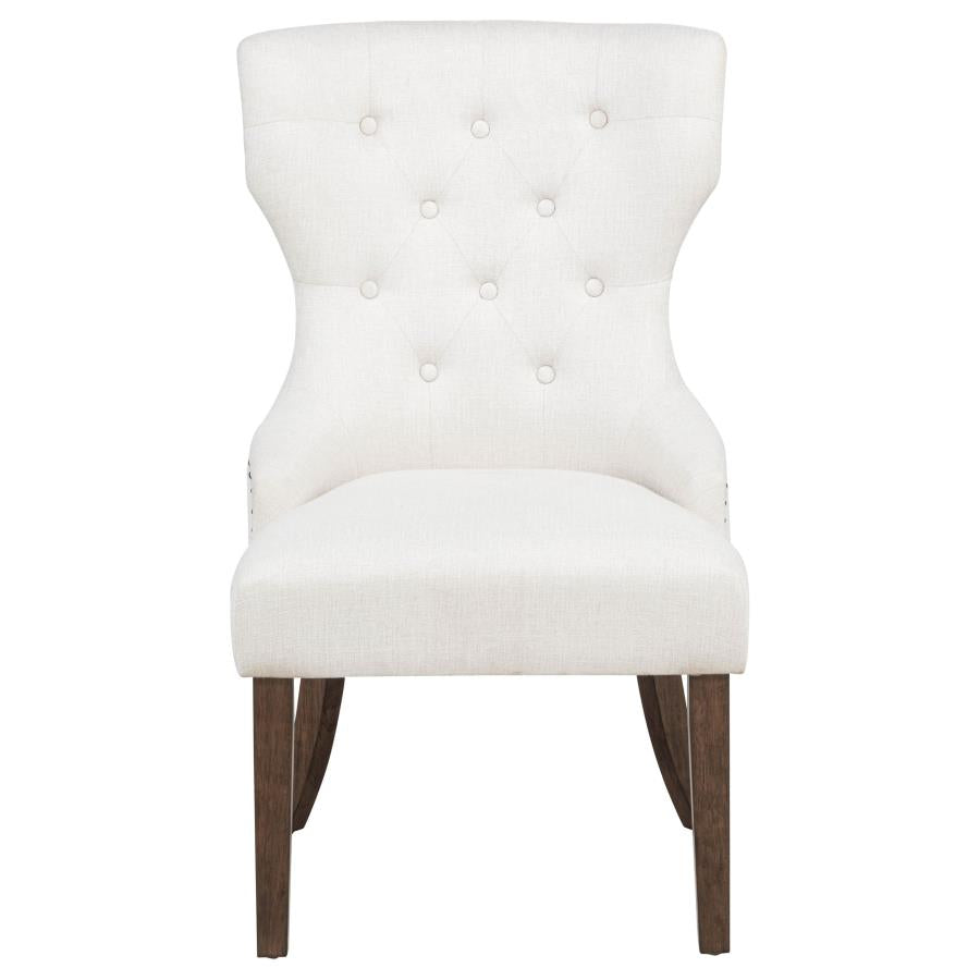 Baney Fabric Upholstered Dining Side Chair Beige and Dark Oak