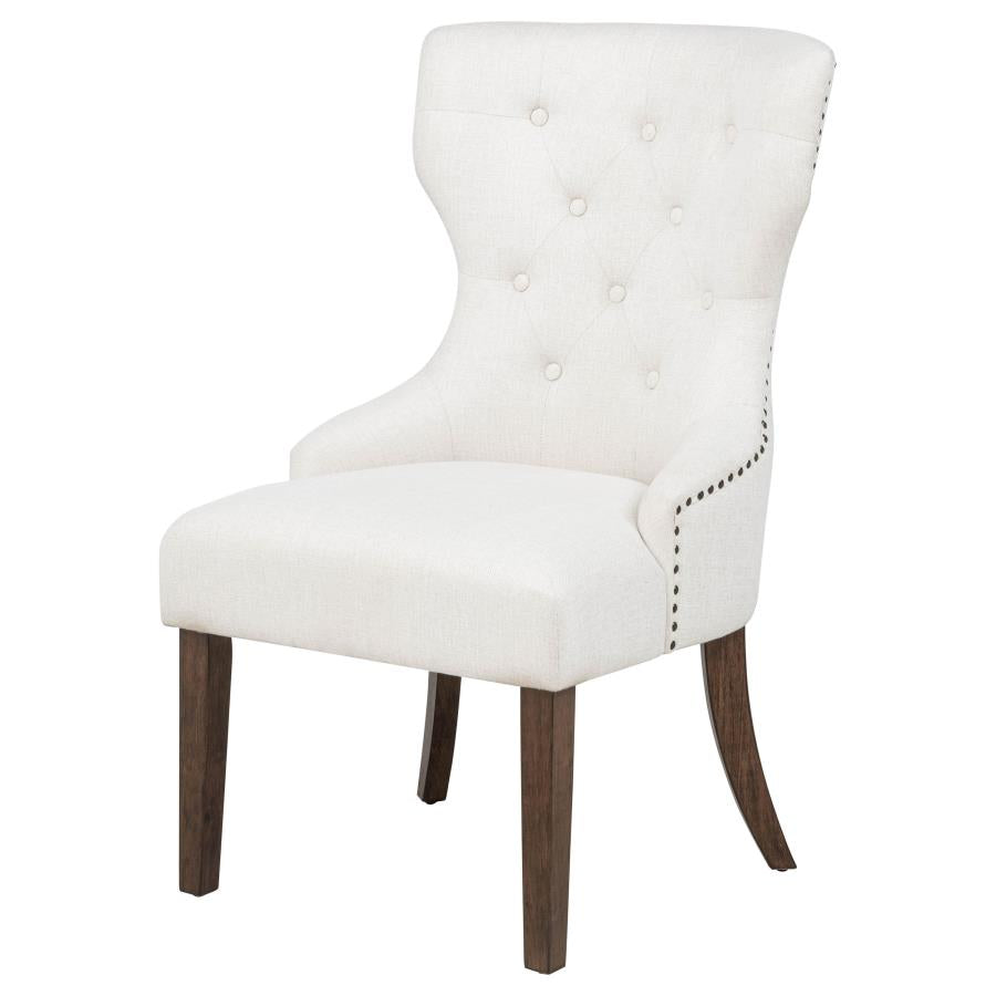 Baney Fabric Upholstered Dining Side Chair Beige and Dark Oak
