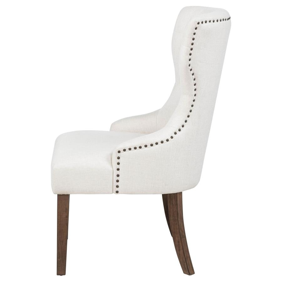 Baney Fabric Upholstered Dining Side Chair Beige and Dark Oak