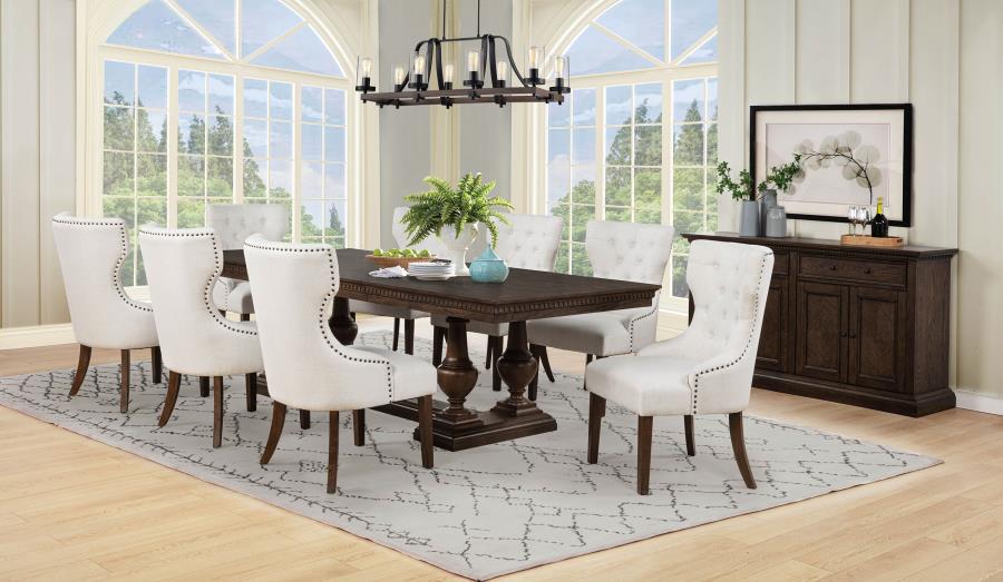 Baney Fabric Upholstered Dining Side Chair Beige and Dark Oak