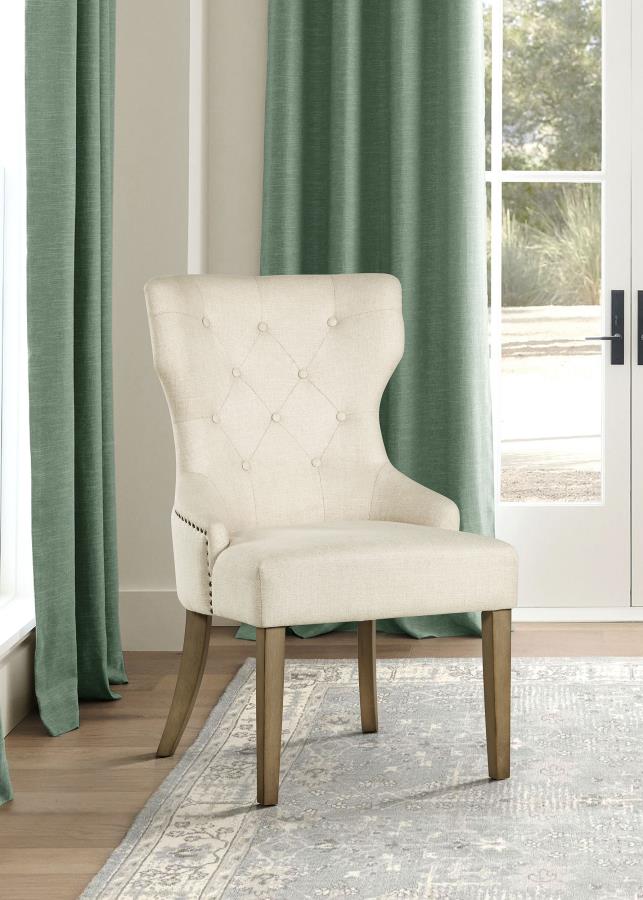 Baney Tufted Upholstered Dining Chair Beige and Rustic Grey