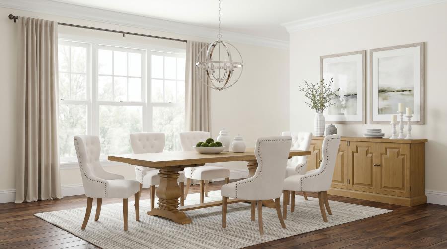 Baney Fabric Upholstered Dining Side Chair Beige and Rustic Honey