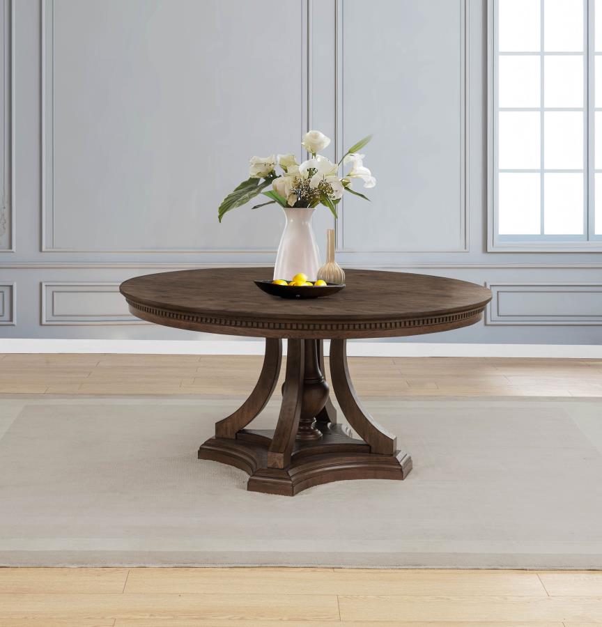 Ridgewell Round Pedestal Dining Table Dark Oak