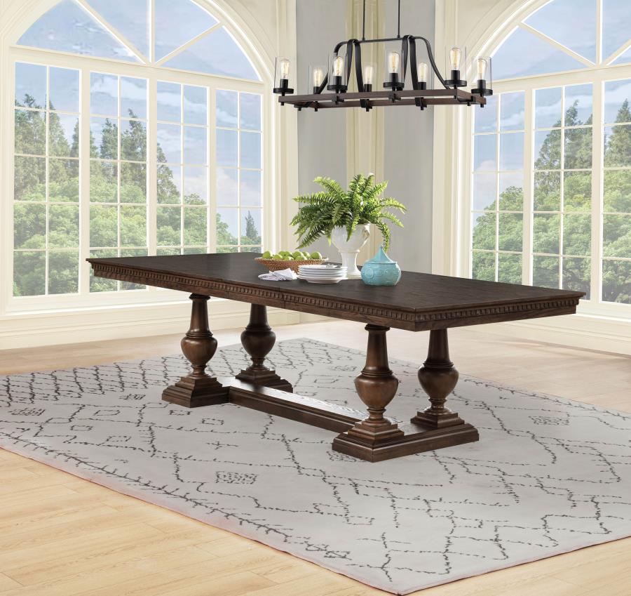 Ridgewell Rectangular Trestle Dining Table Dark Oak