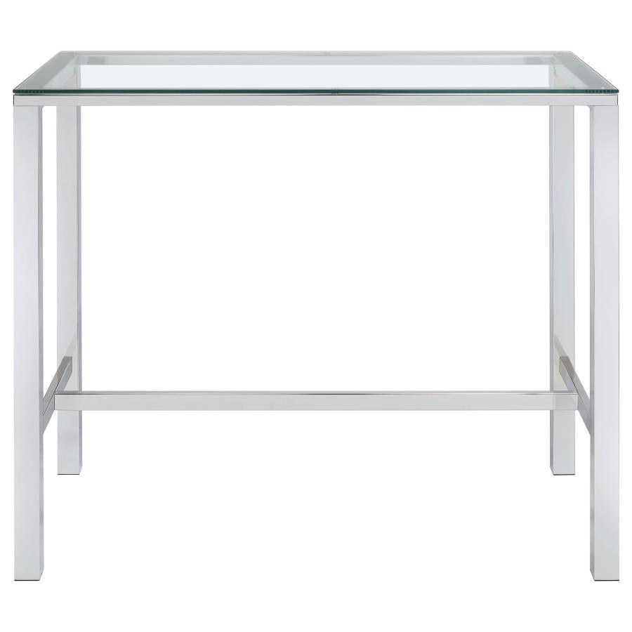 Tolbert 47-inch Rectangular Tempered Glass Top Bar Table Chrome