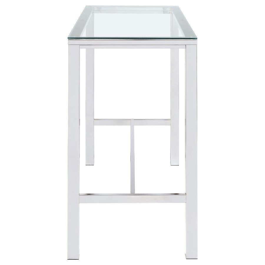 Tolbert 47-inch Rectangular Tempered Glass Top Bar Table Chrome
