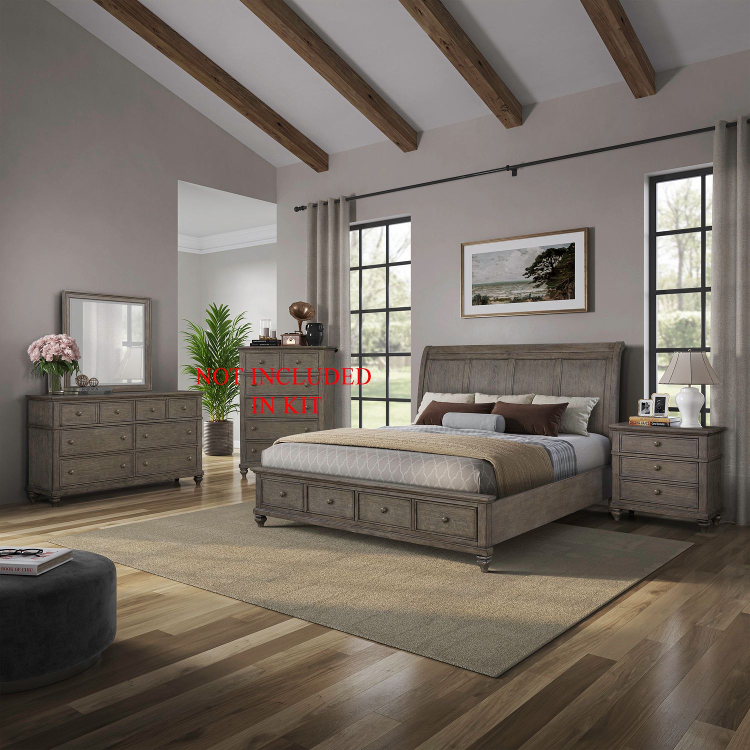 Twin Lakes Queen Storage Bed, Dresser & Mirror, Nightstand