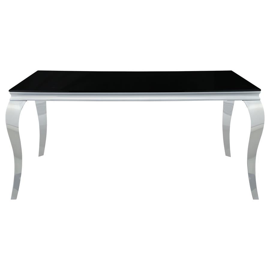 Carone 5-piece 61-inch Rectangular Black Glass Dining Set Grey