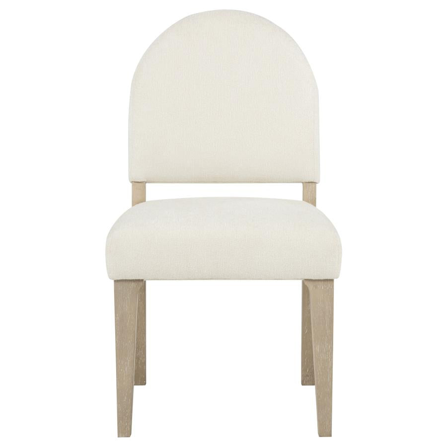Lucaire Curved High Back Upholstered Dining Chair Cream (Set of 2)