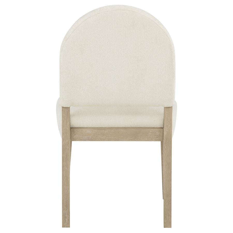 Lucaire Curved High Back Upholstered Dining Chair Cream (Set of 2)