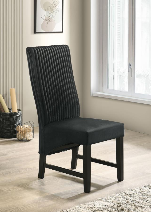 Barrand Channel-Back Upholstered Dining Side Chair Black Set of 2