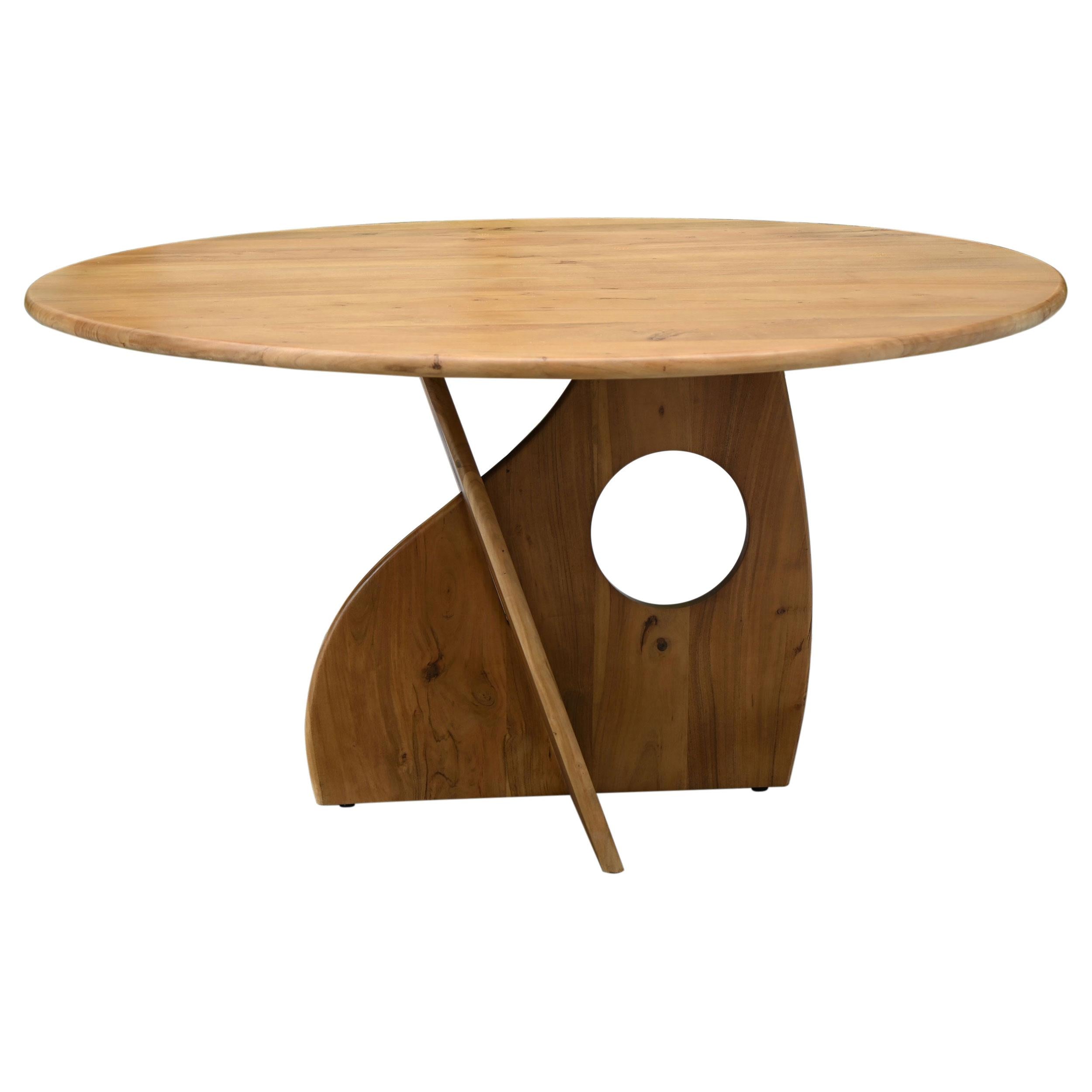 Snyder Round Pedestal Solid Wood Dining Table Natural Acacia