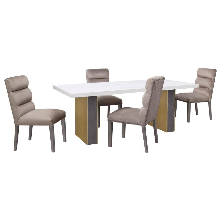 Carla Velvet Upholstered Dining Side Chair Ash (Set of 2)