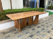 Sosa Solid Mango Wood Dining Table with Angular Base Light Brown