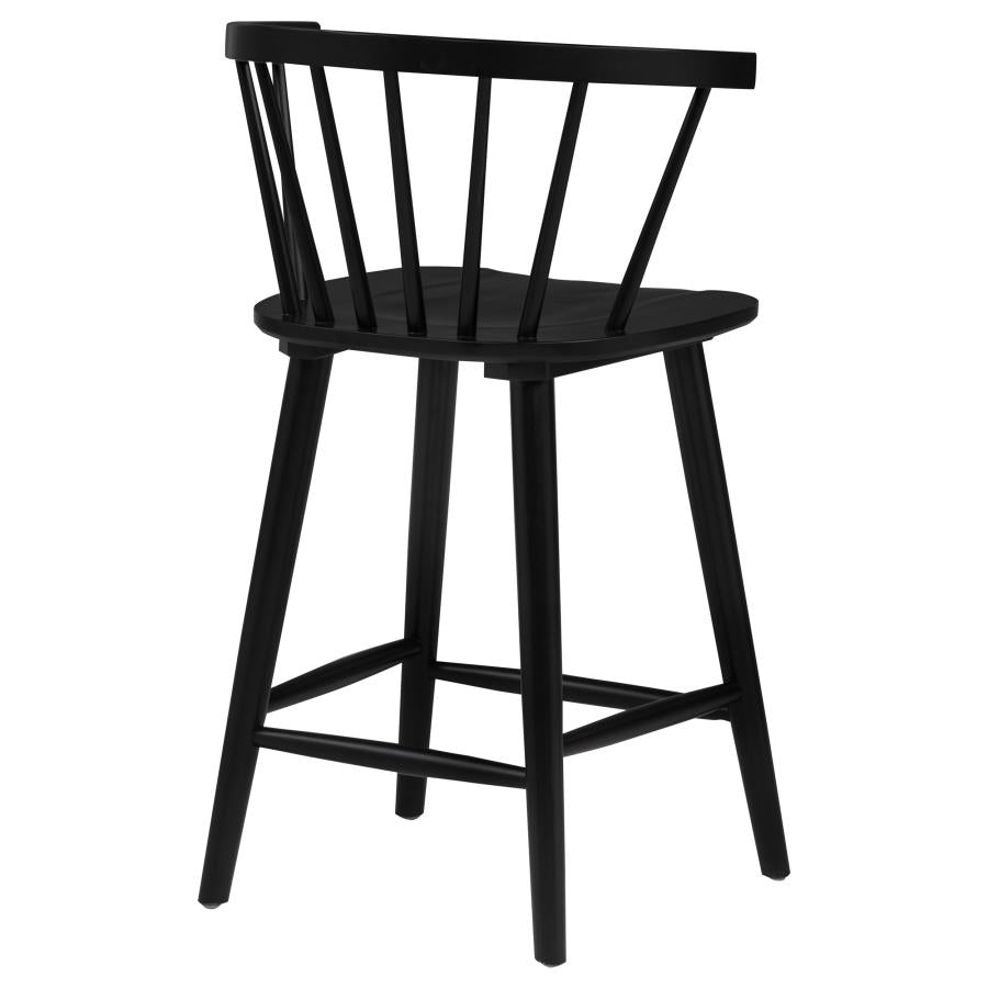 Jeffries 2-Piece Curved Spindle-Back Counter Chair Set Black