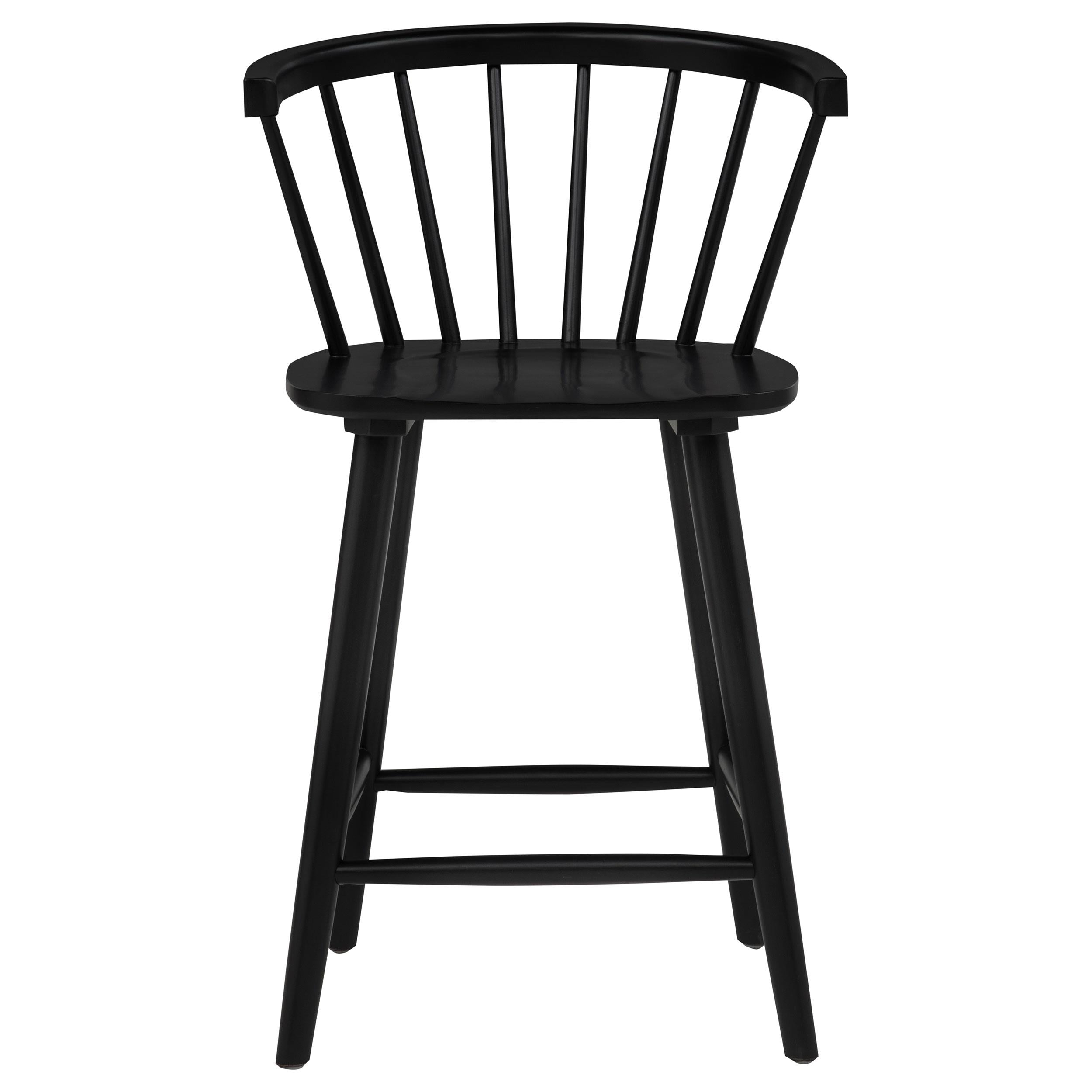 Jeffries 2-Piece Curved Spindle-Back Counter Chair Set Black
