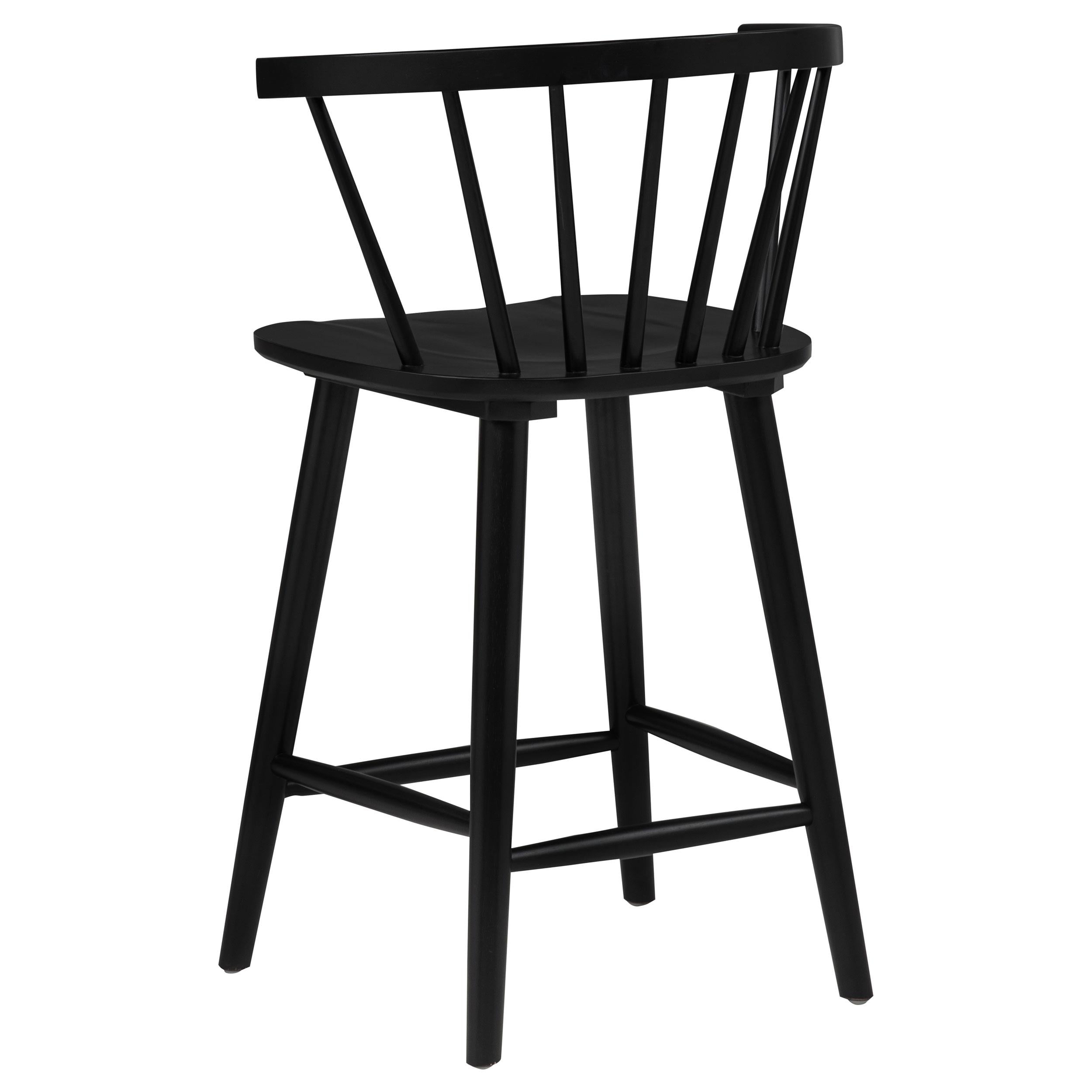 Jeffries 2-Piece Curved Spindle-Back Counter Chair Set Black