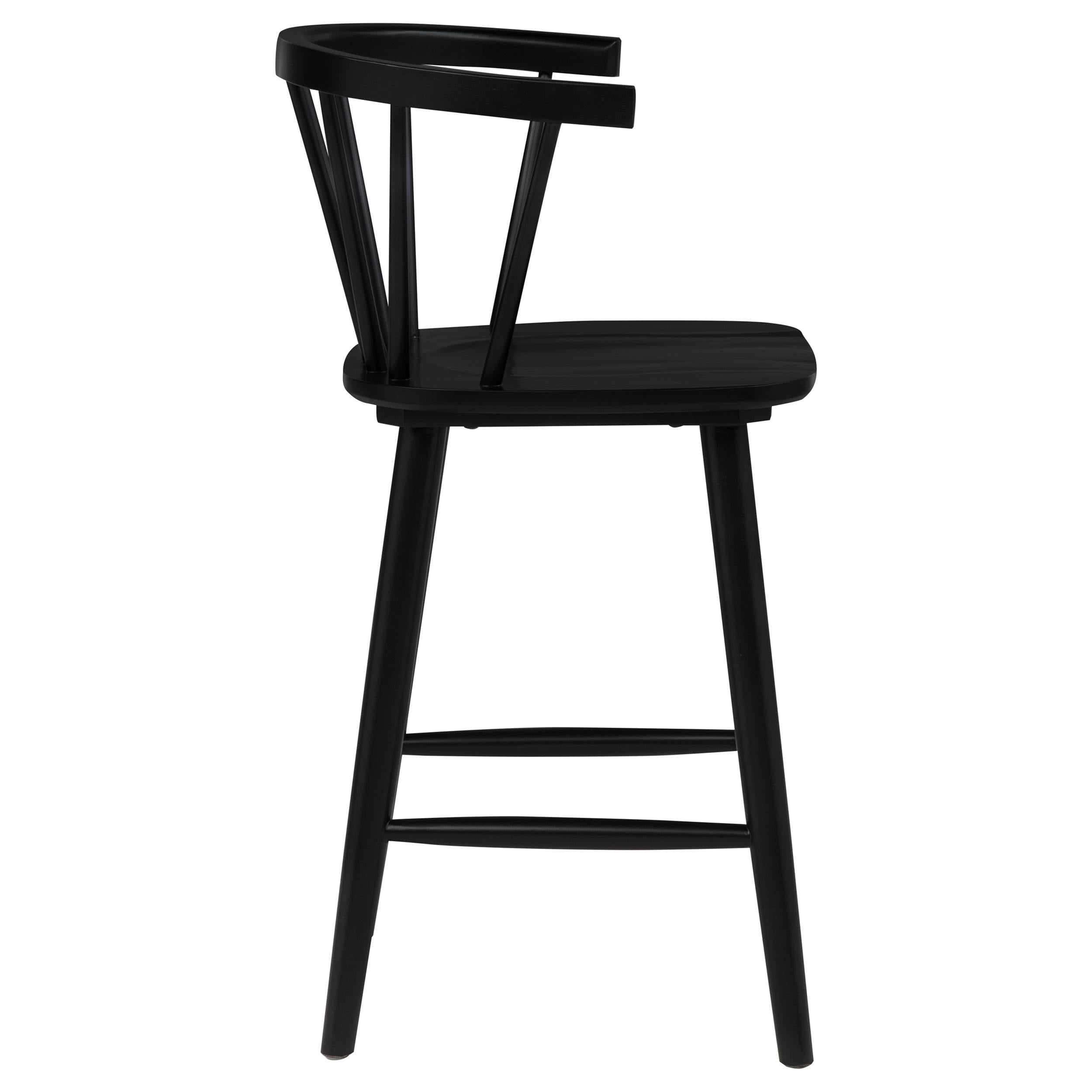 Jeffries 2-Piece Curved Spindle-Back Counter Chair Set Black