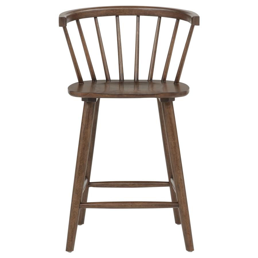 Jeffries 2-Piece Curved Spindle-Back Counter Chair Set Walnut