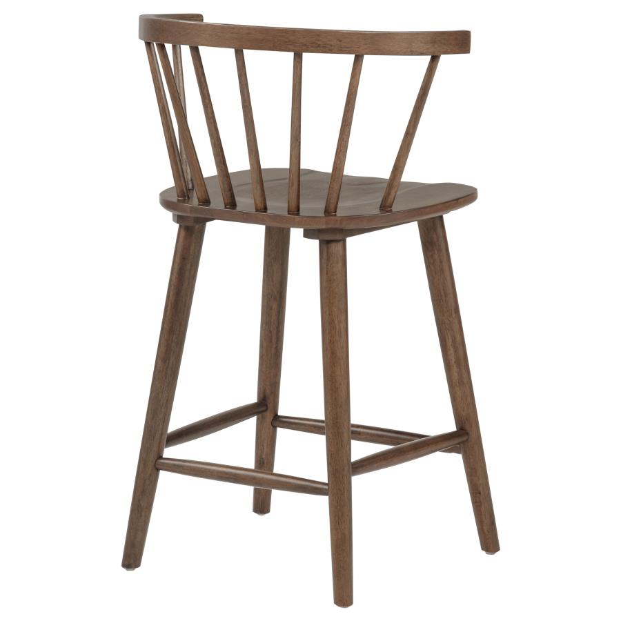 Jeffries 2-Piece Curved Spindle-Back Counter Chair Set Walnut