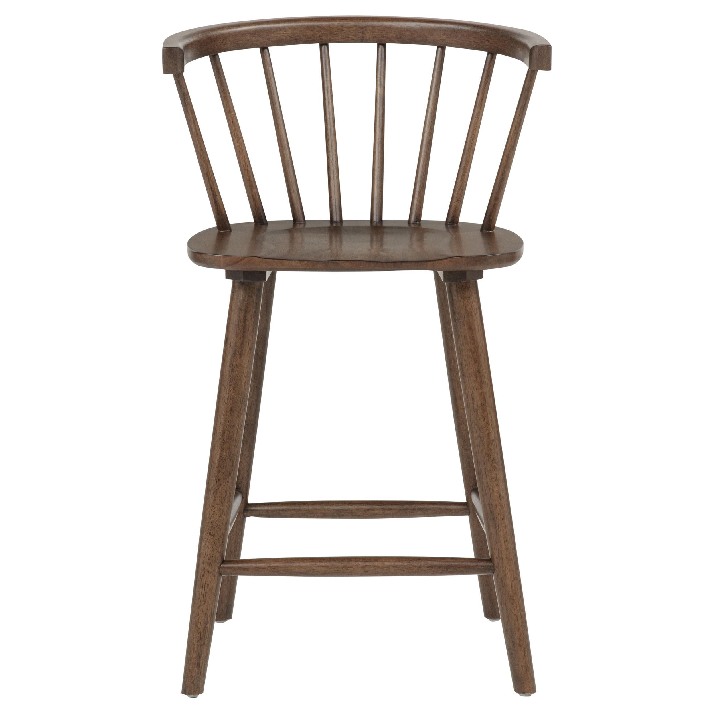 Jeffries 2-Piece Curved Spindle-Back Counter Chair Set Walnut