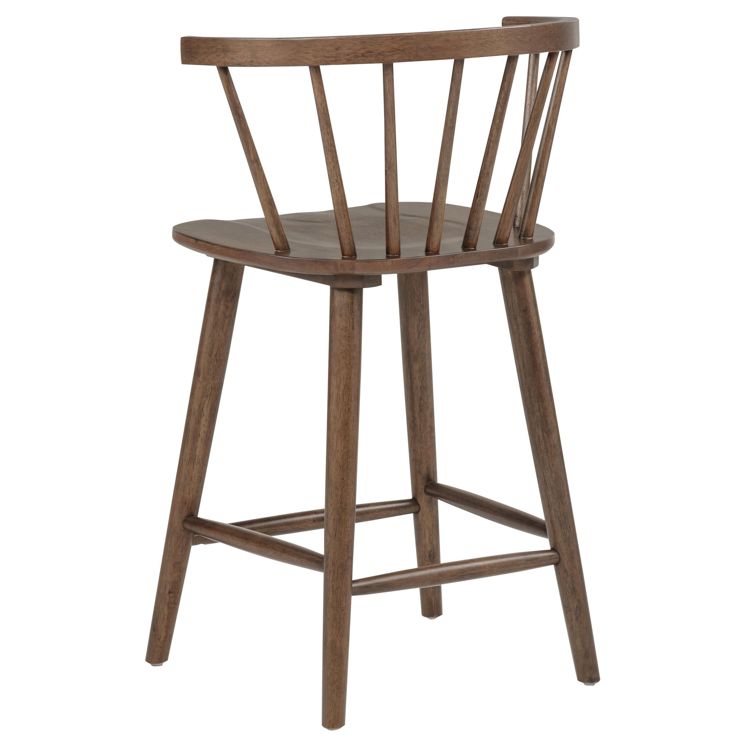 Jeffries 2-Piece Curved Spindle-Back Counter Chair Set Walnut